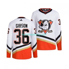 Pánské Hokejový Dres Anaheim Ducks JOHN GIBSON 36 Adidas 2022-2023 Reverse Retro Bílý Authentic